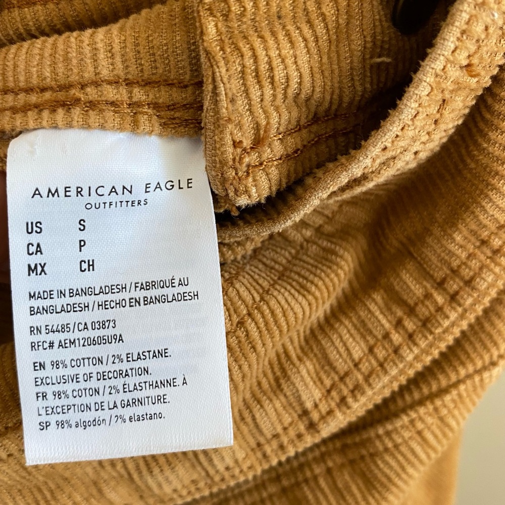 American Eagle Corduroy Overalls Brown Ladies Size Small Boho Casual - Picture 11 of 11